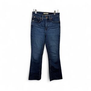 Madewell Women Mid Rise Kick Out Bootcut Crop Ankle Jeans NM242 Raw Hem Size 25